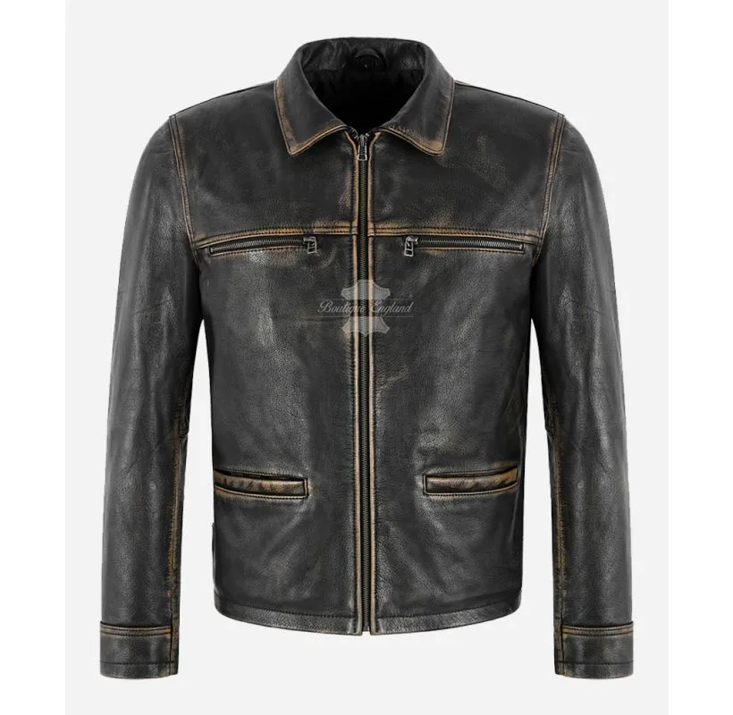 ALLEN CASUAL BOX LEATHER JACKET MEN'S CASUAL SHORT BOX JACKET