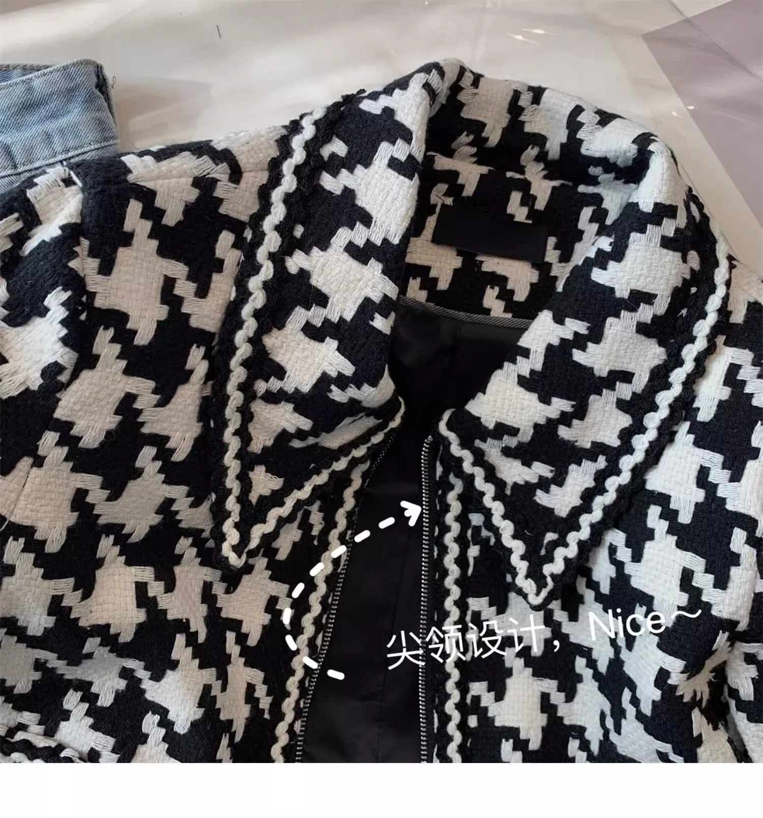 Black&White Houndstooth Short Jacket