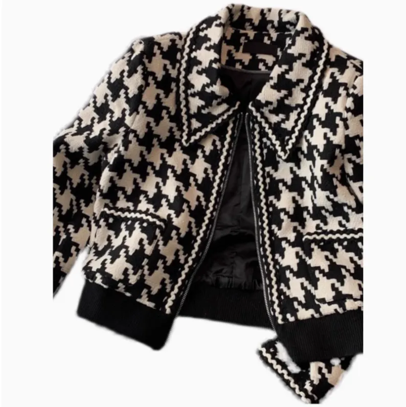 Black&White Houndstooth Short Jacket