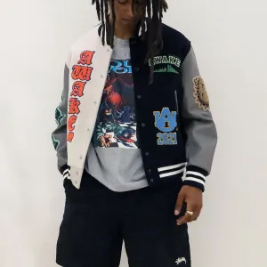 Casual asymmetrical shar pei baseball jacket