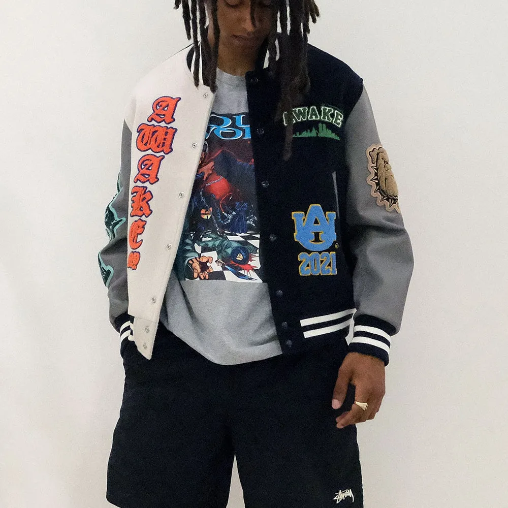 Casual asymmetrical shar pei baseball jacket