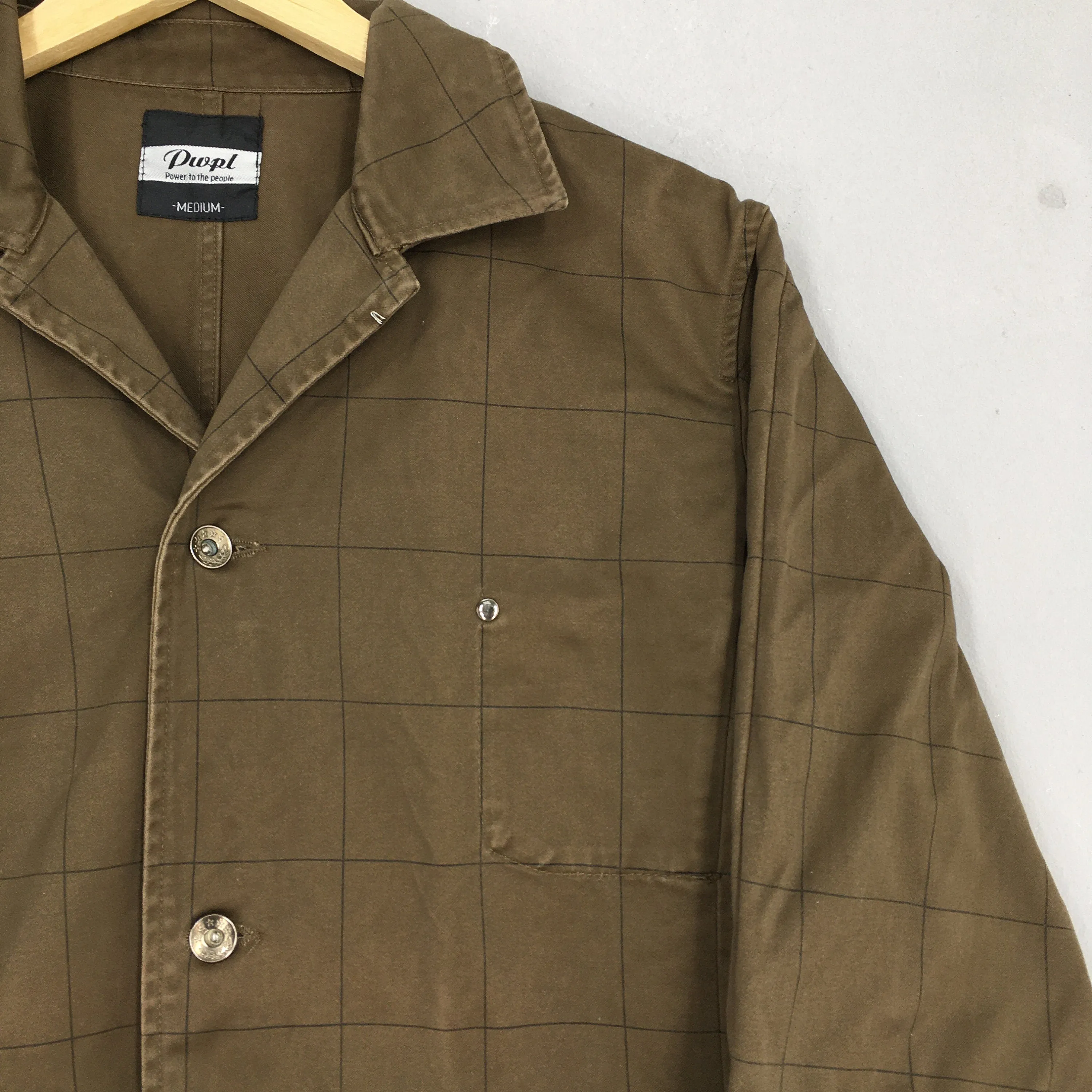 Casual Workers Plaid Brown Jacket Medium