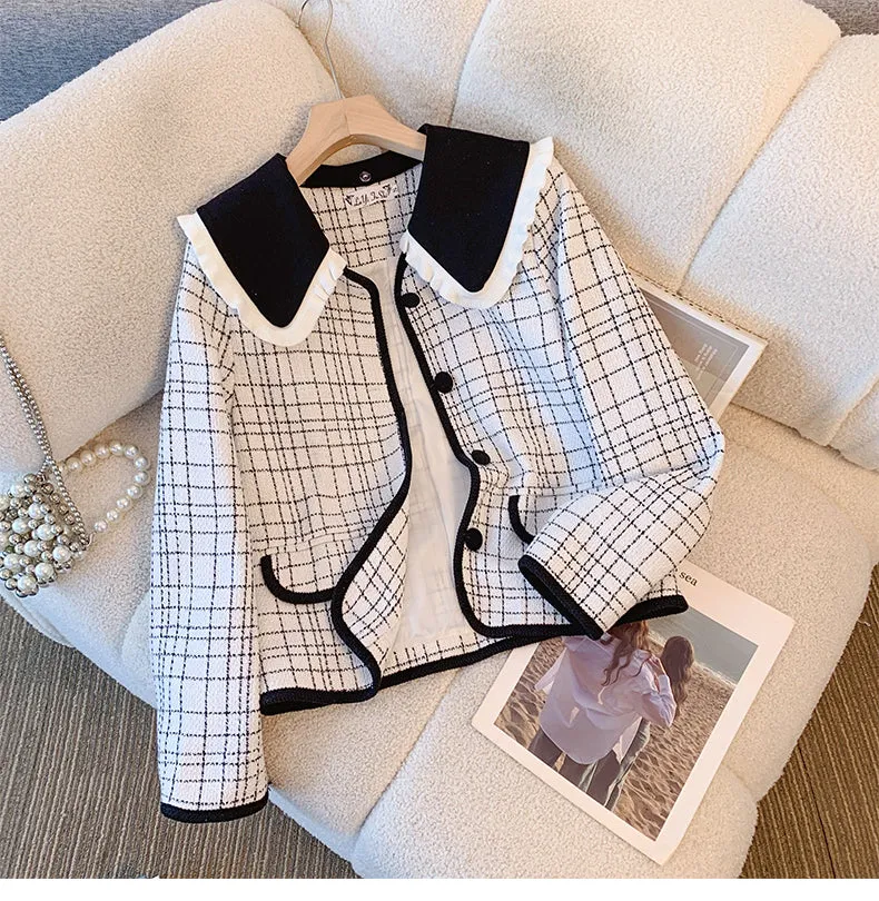 High-end Doll Collar Plaid Jacket