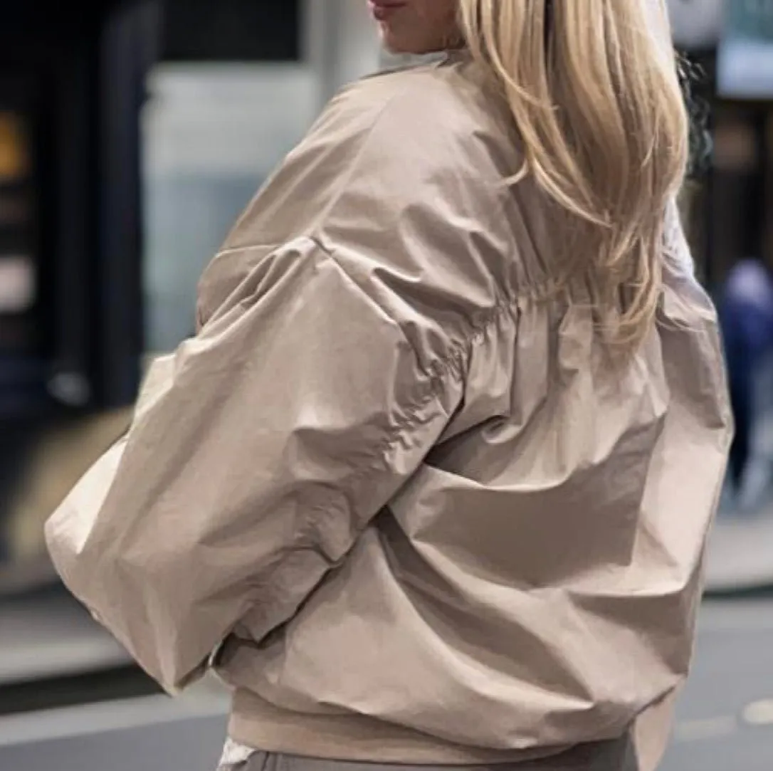 Ruched bomber jacket