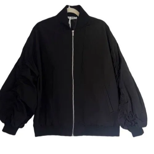 Ruched bomber jacket