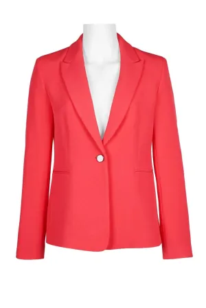 Tahari ASL Elegant Notched Collar Twill Jacket with Functional Pockets