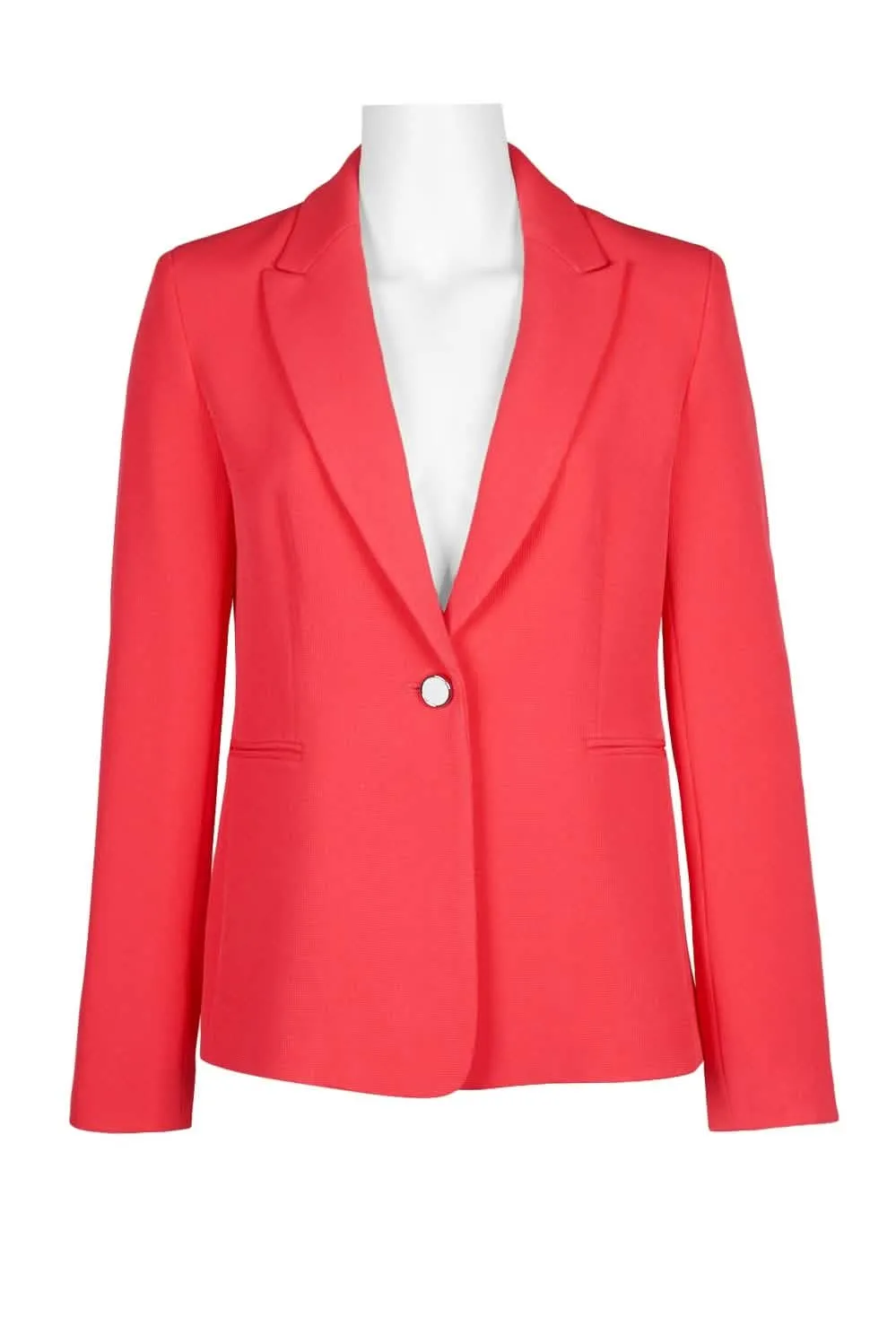 Tahari ASL Elegant Notched Collar Twill Jacket with Functional Pockets