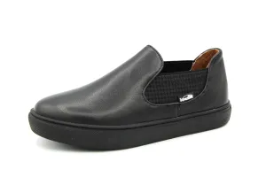 Venettini  Black Leather Elastic Slip On Sneaker Carter