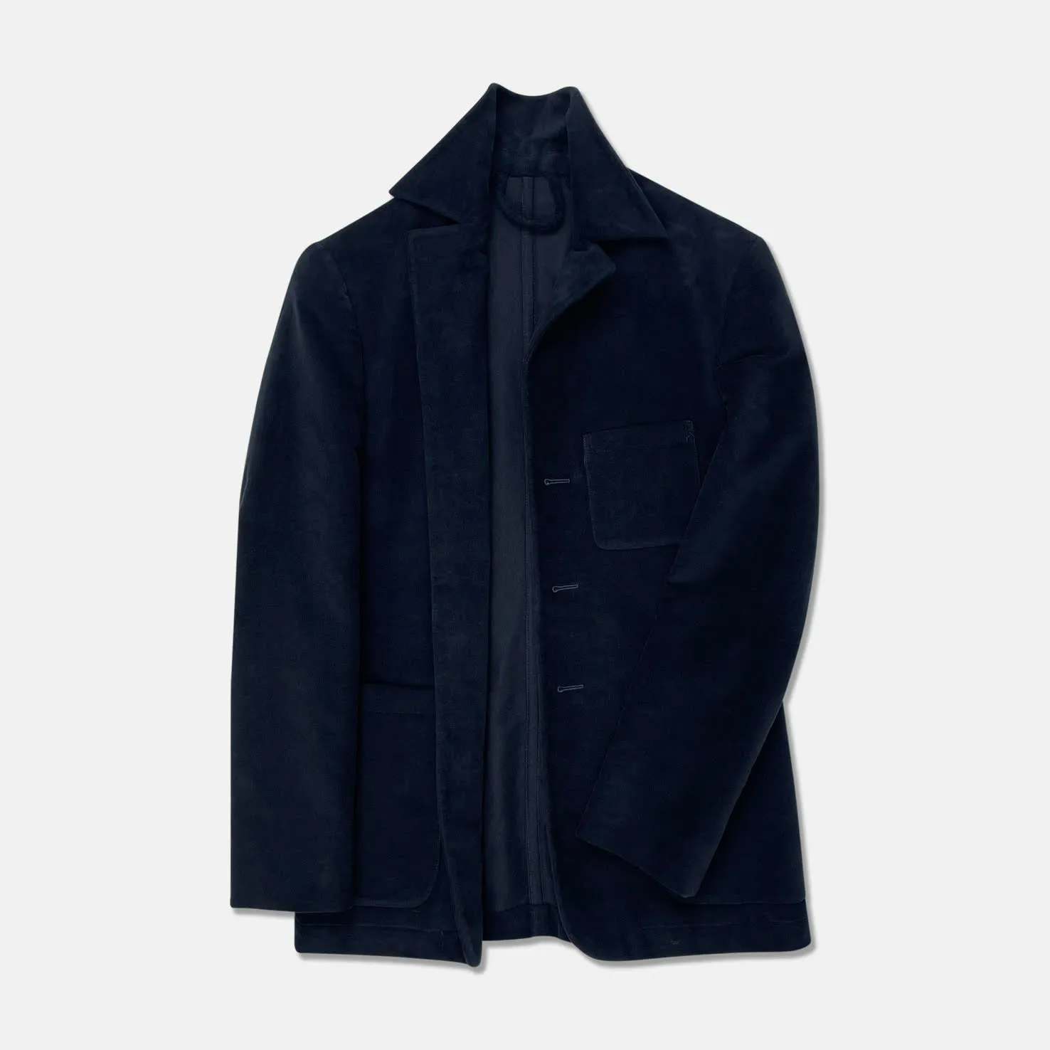 Worker Jacket in Navy Blue Moleskin